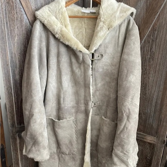 VTG ~RARE~ Newport News Genuine Leather Suede Coat Designer Lace Stitched XL NEW - Picture 1 of 8